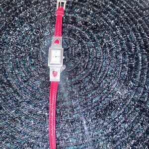 Brighton Santa Paula red leather and silver watch
